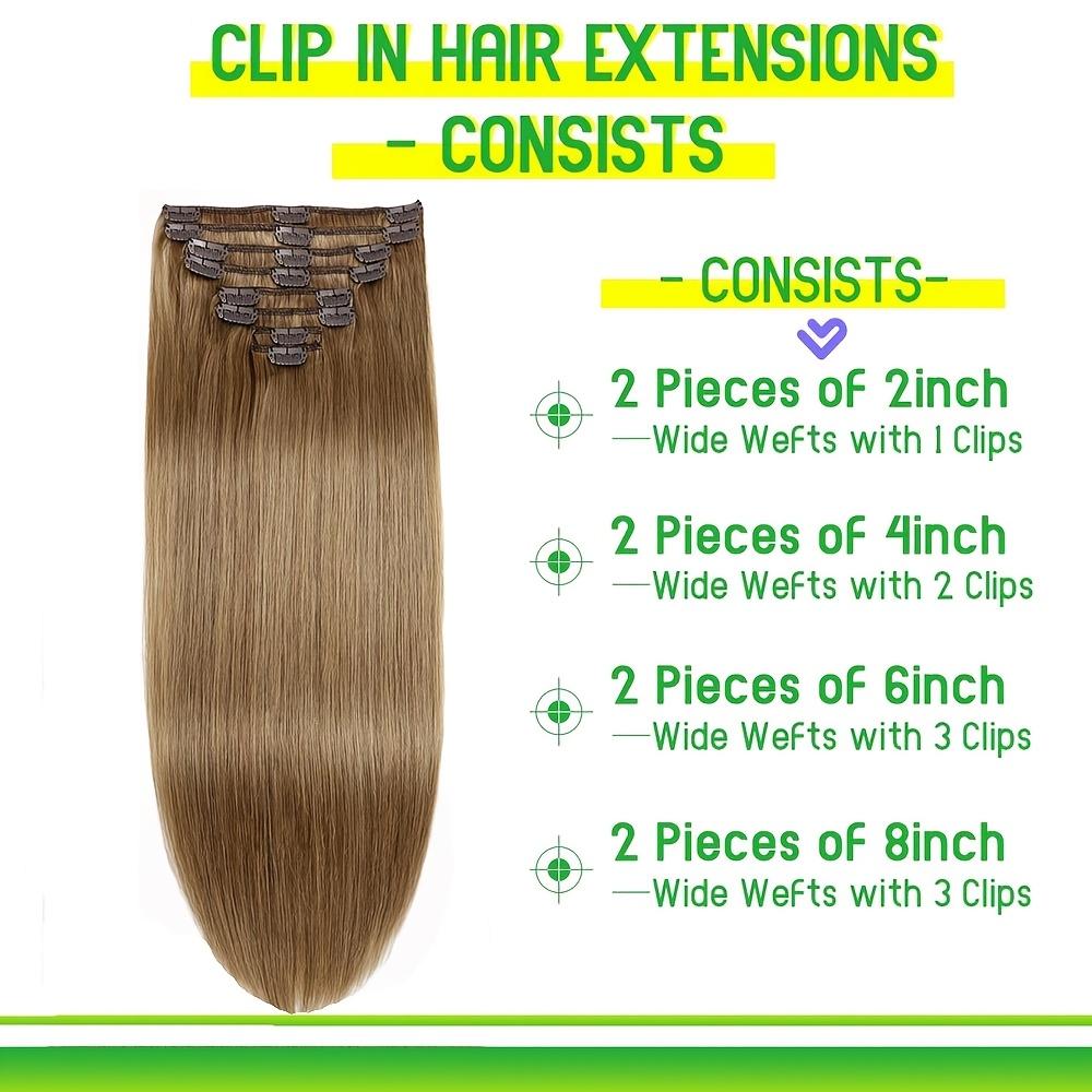 Hot Sell NEW Arrived 8pcs Clip In Hair Extensions Real Human Hair Clip In Human Hair Extensions Brazilian Remy Human Hair Clip On Hair Extensions 8pcs Per Set with 18Clips Double Weft # 8