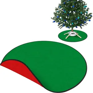 35" Christmas Tree Stand Mat,Reversible Felt Christmas Tree Pad,Christmas Tree Floor Protector for Winter Xmas Holiday Party Under Tree to Protective Floor