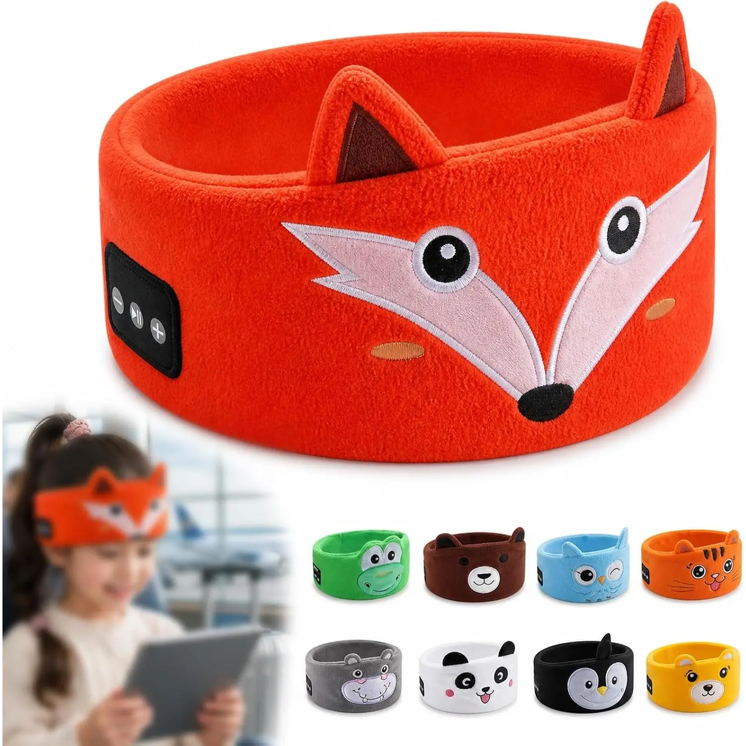 Kids Wireless Over-Ear Headset - Portable School Party Gift with Thin Speakers, Super Soft Fleece Headband, Soft Fabric, Volume Limit, Reliable Audio Quality