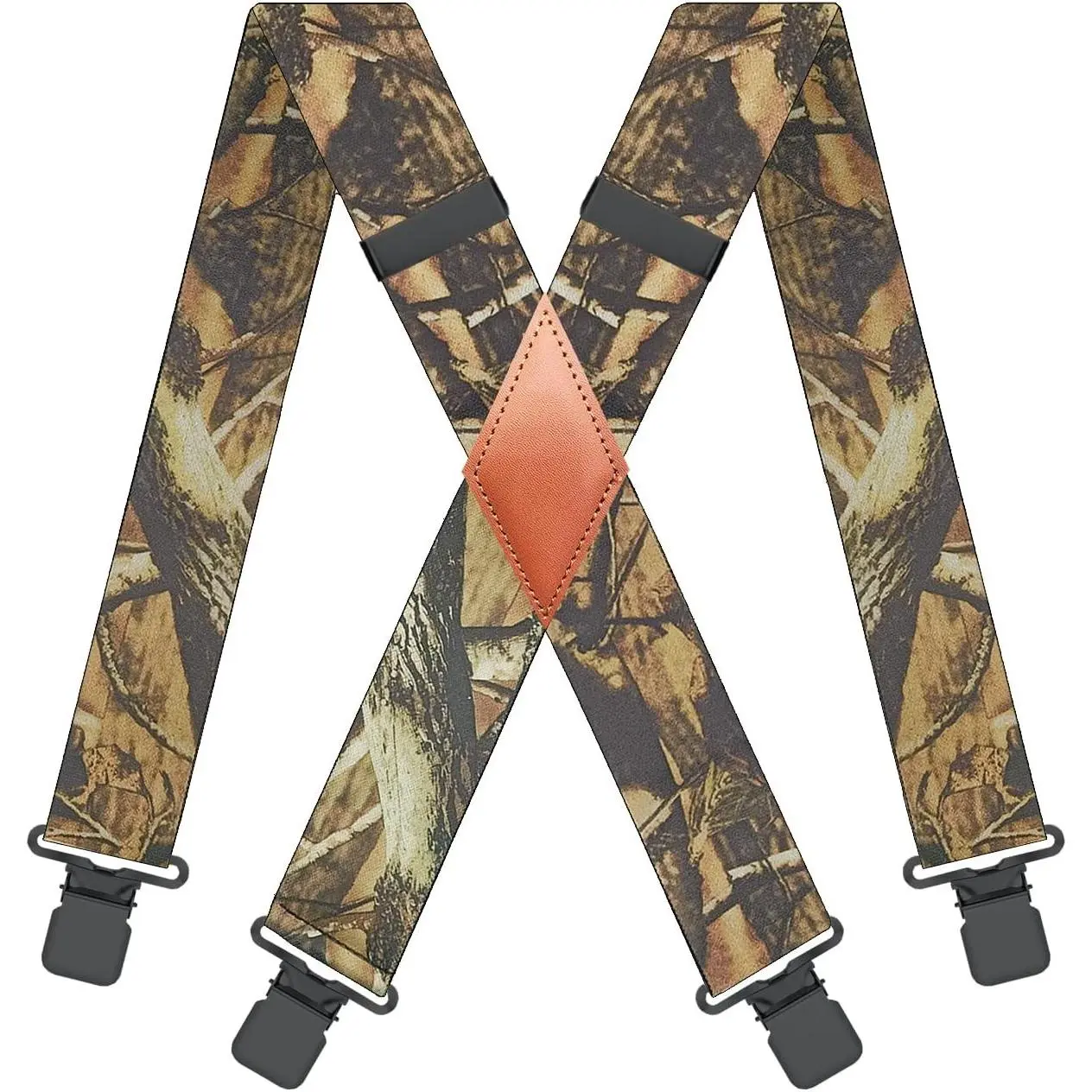 Men's 2" Heavy Duty Camo Suspenders with Adjustable X-Back Braces for Hunting and Daily WorkGift