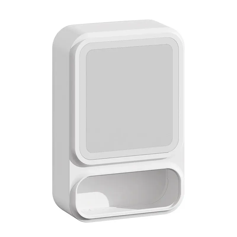 1-Piece wall-mounted bathroom locker (with mirror door) - non-punching installation, waterproof design for bathrooms. Modern plastic rack with hanging laminates and compartments, white compact cabinet for vanity storage