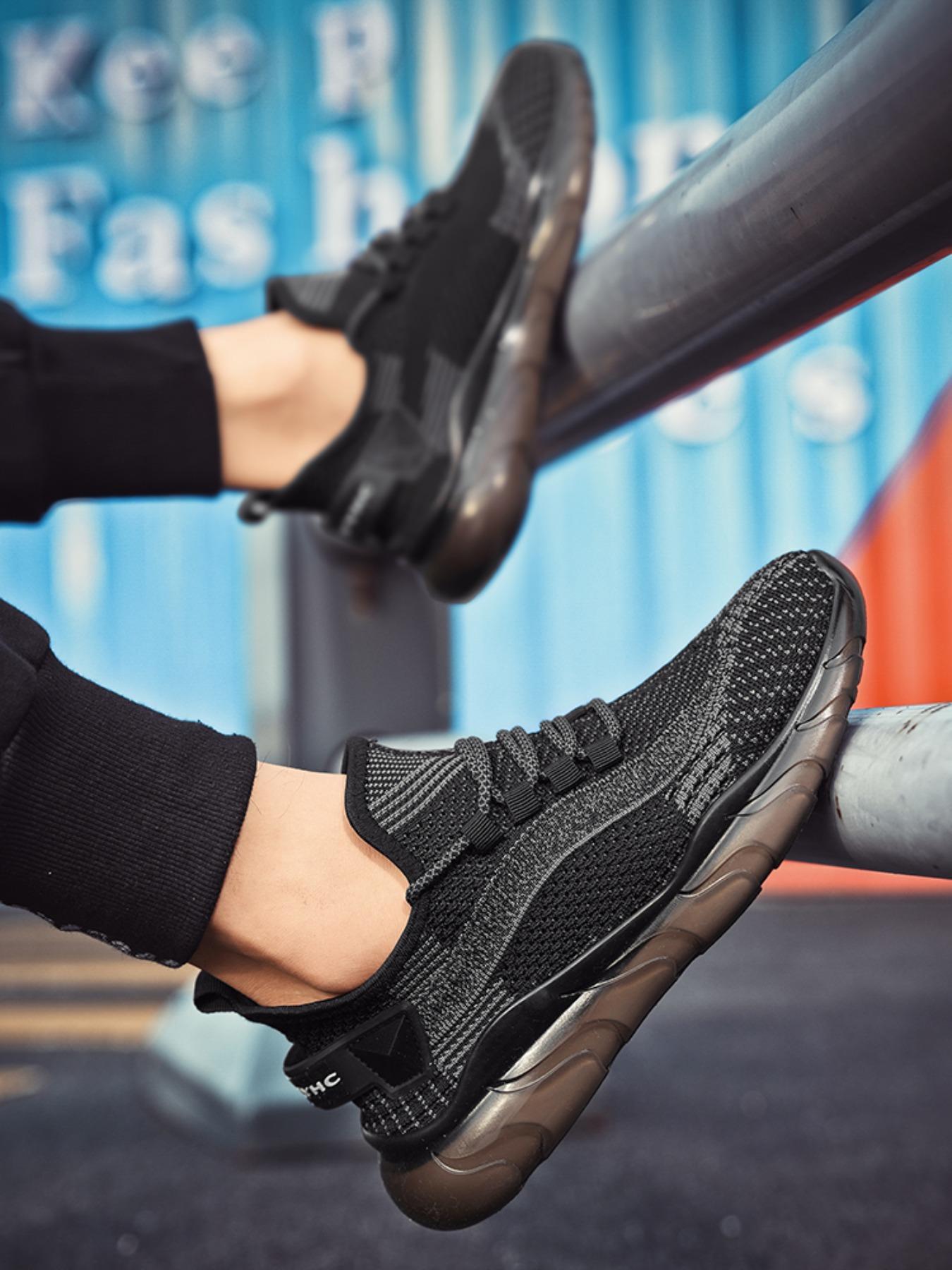 Men's Breathable Mesh Athletic Workout Sneakers, Lightweight Shock-Absorbing Running Shoes for Daily Wear