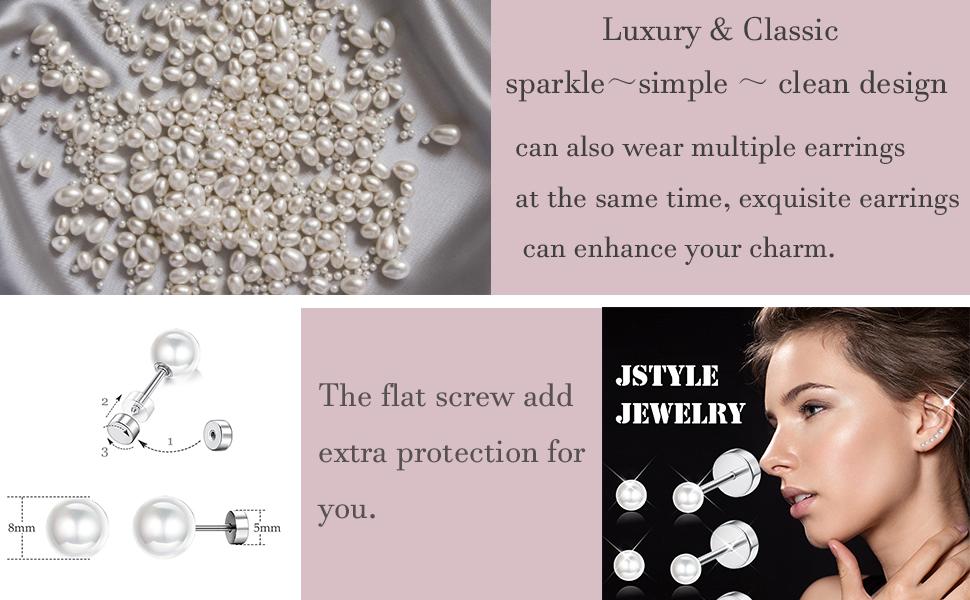 Jstyle 12Pairs Stainless Steel Round Clear Cubic Zirconia Pearl Stud Earring for Women CZ Earrings 3-8MM Jstyle 12Pairs Stainless Steel Round Clear Cubic Zirconia Pearl Stud Earring for Women CZ Earrings 3-8MM
