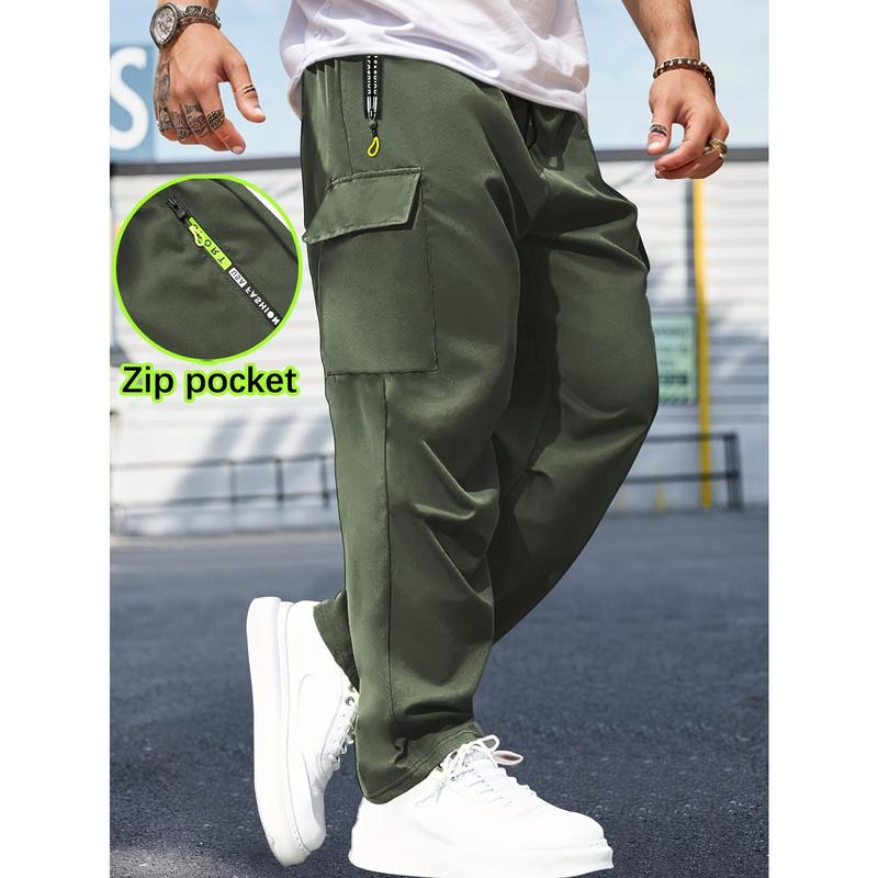 Men's All-Season Outdoor Work & Hiking Pants - Durable Quick-Dry Ripstop Fabric (Secure Zipper Pockets) | Adjustable Drawstring Waist & Belt Loops | Straight Leg Tactical Design, Camping, Jogging & Casual Wear | Water-Resistant & Breathable