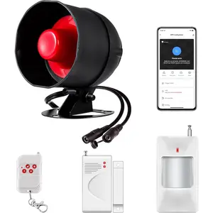 WiFi    System,   System with Loud 120dB Window Door Alarms Sensor, Remote Control WiFi Siren for Shed Garage