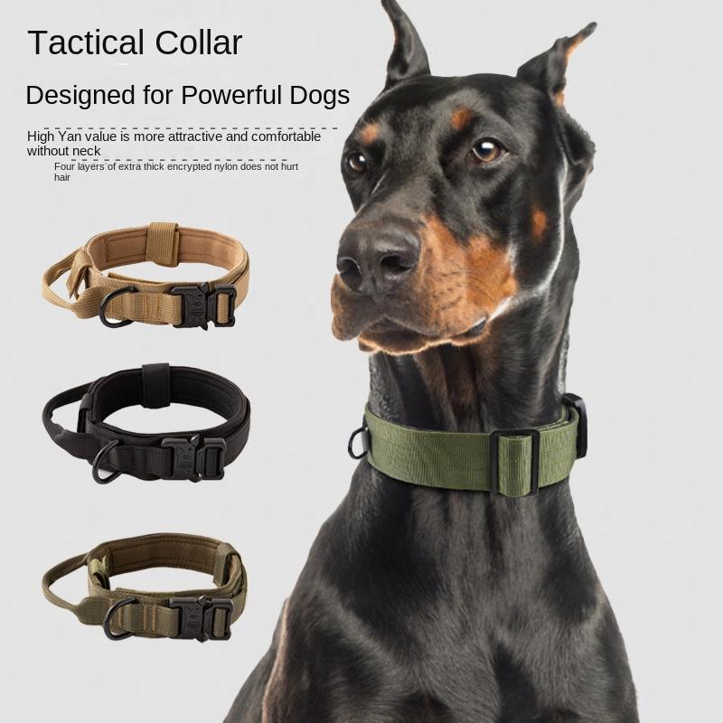 Adjustable Tactical Training Collar for Medium Large Dogs, Compatible with Dog Leash Chain, Durable Pet Supplies for Training & Obedience, Leash Compatibility, Adjustable Fit, Tactical Design
