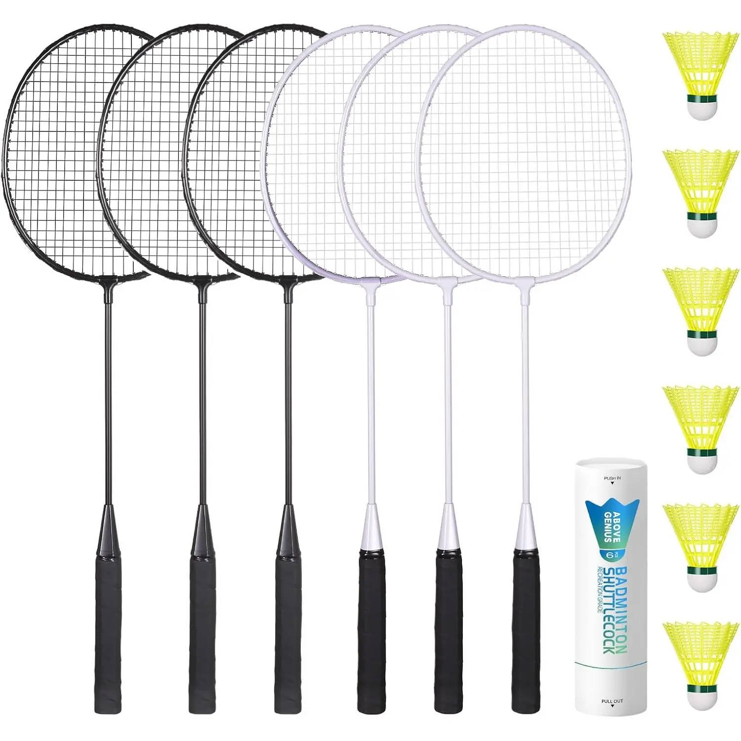 Badminton Rackets Set, 6/12 Racquets, 6/12 Birdies
