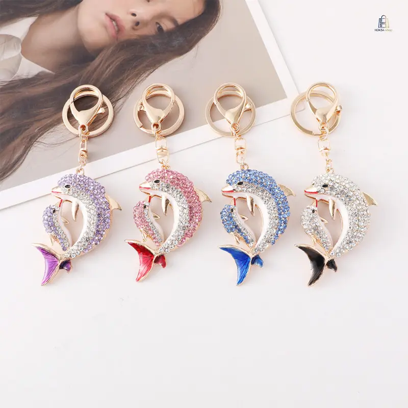 Ocean Animal Keychain Charm, Cute Cartoon Family Matching Bag Accessory Trend, Parent-child Dolphin Pendant Key Chain Marine Series Ornament, Novelty Sea Creature Decor Clip For Car Keys Backpack Purse Styling, Lightweight Durable Vivid Color Anti-rust Gi