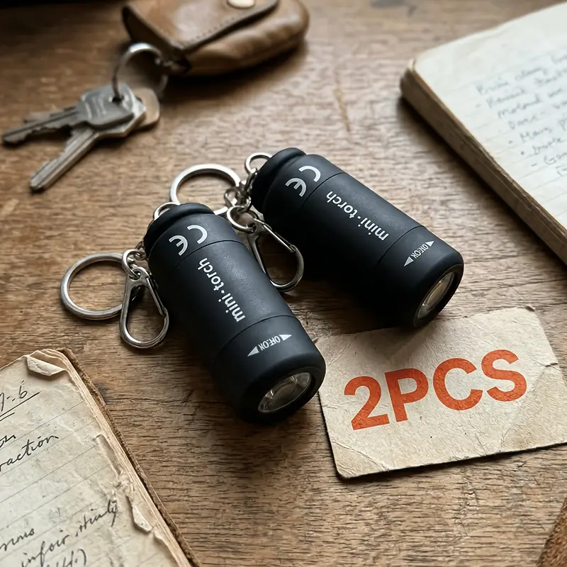 2pcs Mini Keychain LED Flashlights, USB Rechargeable, High-Intensity, Adjustable Brightness, Pocket Size, for Camping, Emergency, Home Use