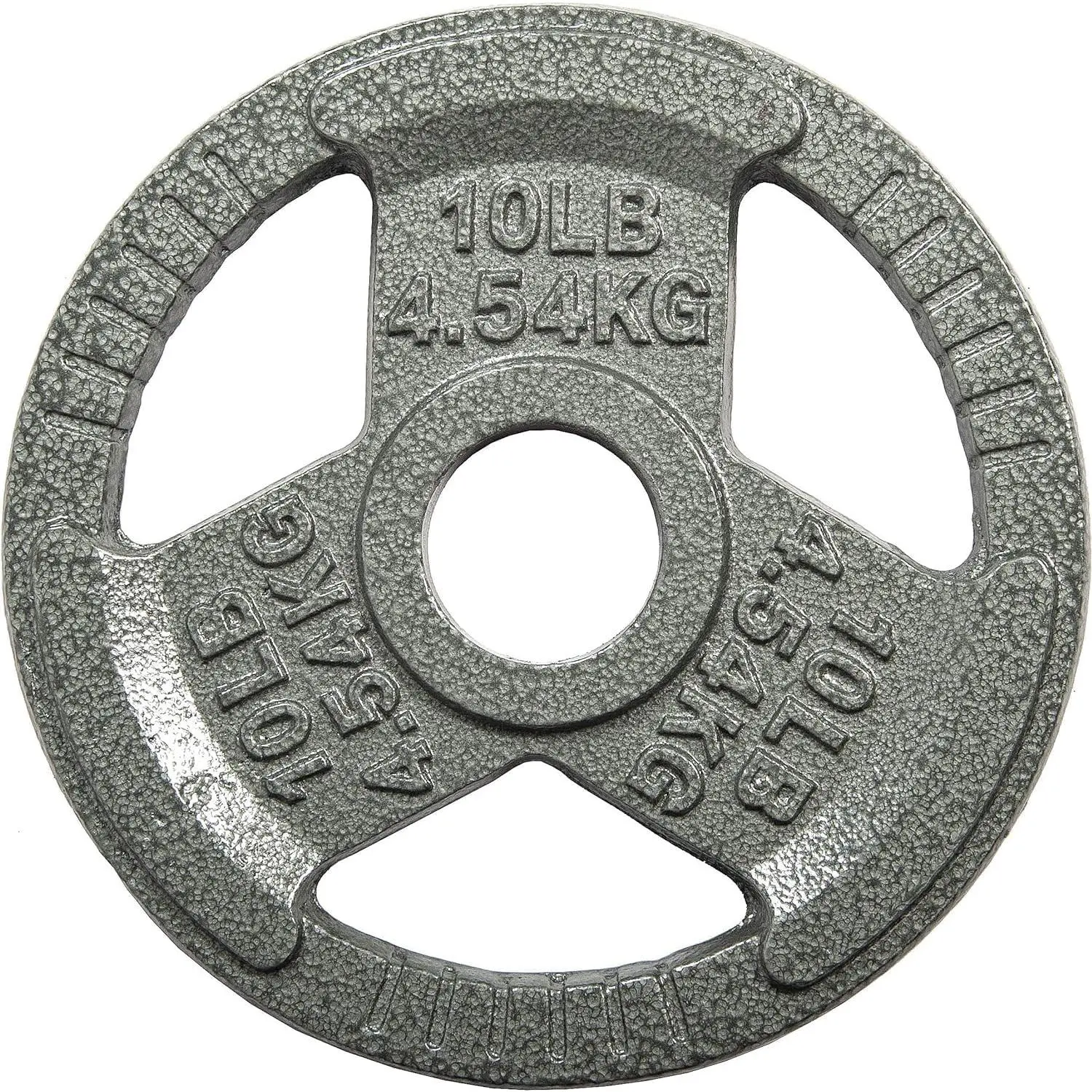 Unisex Cast Iron Weight Set for Barbells - 1in or 2in, Multi-Grip Handles, Enamel Coated, Multiple lbs, Strength Training Equipment, Weight Lifting, Grey, Multiple Pounds