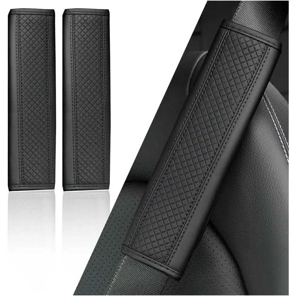 2 count  Seat Belt Cover Pad,Breathable Leather Seatbelt Covers for  Protection and  Decorations, Seatbelt Cushion Adding  Seat Strap Pads  Accessories Interior (Black)