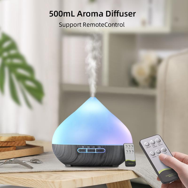 Perfect for Bedroom & Office  500ml Remote Control Aroma Diffuser, Humidifier & Mood Light with 6 Premium Essential Oils