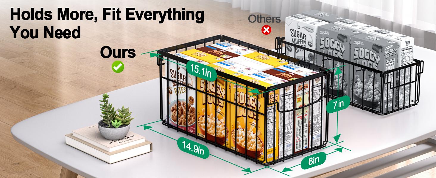 Organizer Bins, 4 Pack Stackable Deep Chest Freezer Organizer Bins, Foldable Baskets with Handles, Black Storage Container Baskets for 5/ 7 Cu.FT Deep Freezer Sort Frozen Meats