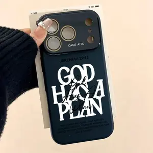 Religious God Has A Plan Print Dopamine INS-Style Solid Color Smartphone Case - Ultra Skin-Friendly Touch - All-Inclusive Lens Cover - Cellphone Accessory for Apple 12,13,14,15,16,17 Devices