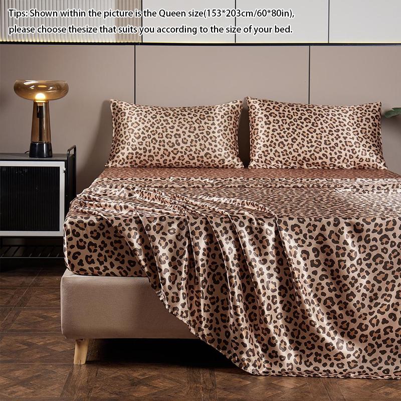 Leopard Print Bedding Set, 1 Set Including 1 Count Soft Comfortable Fitted Sheet & 1 Count Flat Sheet & 1/2 Counts Pillowcase without Filler, Halloween Decor Bedding Supplies for Home Bedroom Hotel Leopard Print Bedding Set, 1 Set Including 1 Count Soft Comfortable Fitted Sheet & 1 Count Flat Sheet & 1/2 Counts Pillowcase without Filler, Halloween Decor Bedding Supplies for Home Bedroom Hotel