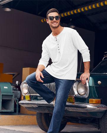 Beotyshow Mens Distressed Henley Shirts Retro Long Sleeve Tee Shirts Casual Button Down Washed T-Shirts for Men Cotton Menswear Father's Day Gift Shirt