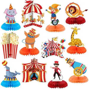 12 Pcs Carnival Circus Theme Party Decorations Honeycomb Table Centerpieces for Home Office Birthday Decor Supplies