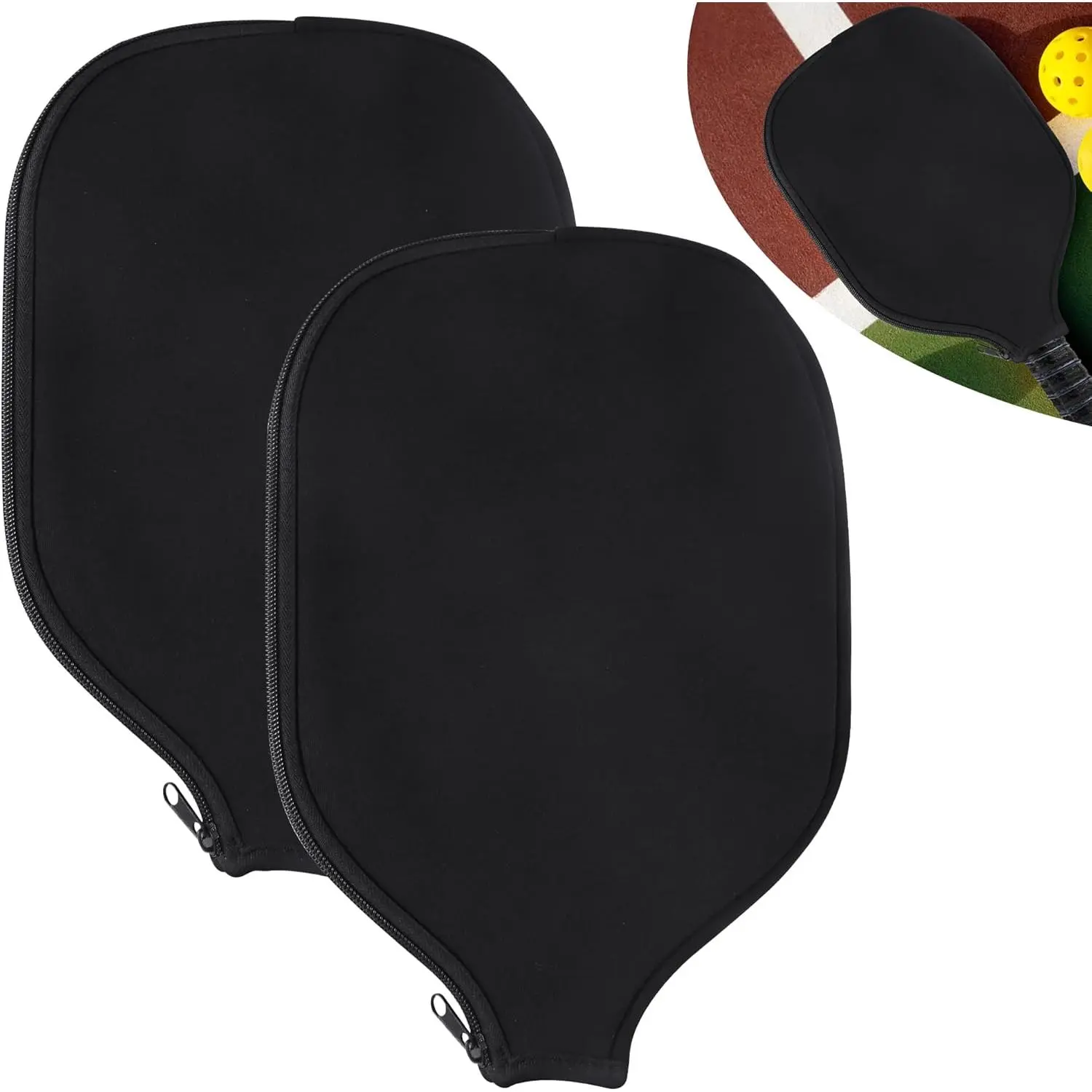 2-Pack Durable Neoprene Zippered Pickleball Paddle Covers, 8.26x11.8in Sleeves - Universal Fit for USAPA Standard Pickleball Racquets, 8.26X11.8", Racquet Cover