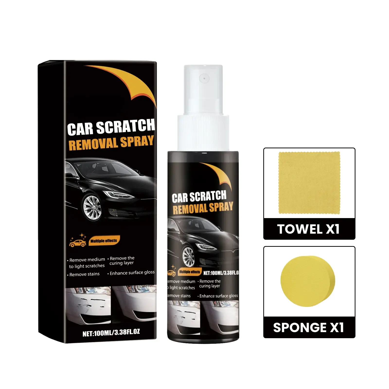 Car Scratch Care Kit for Car Owners - Liquid Paintwork Cleaner, Repair Spray Compound Polishes, Scratch & Swirl Eliminator Polishes, Paint Reconditioning & Maintenance Retouching Agent