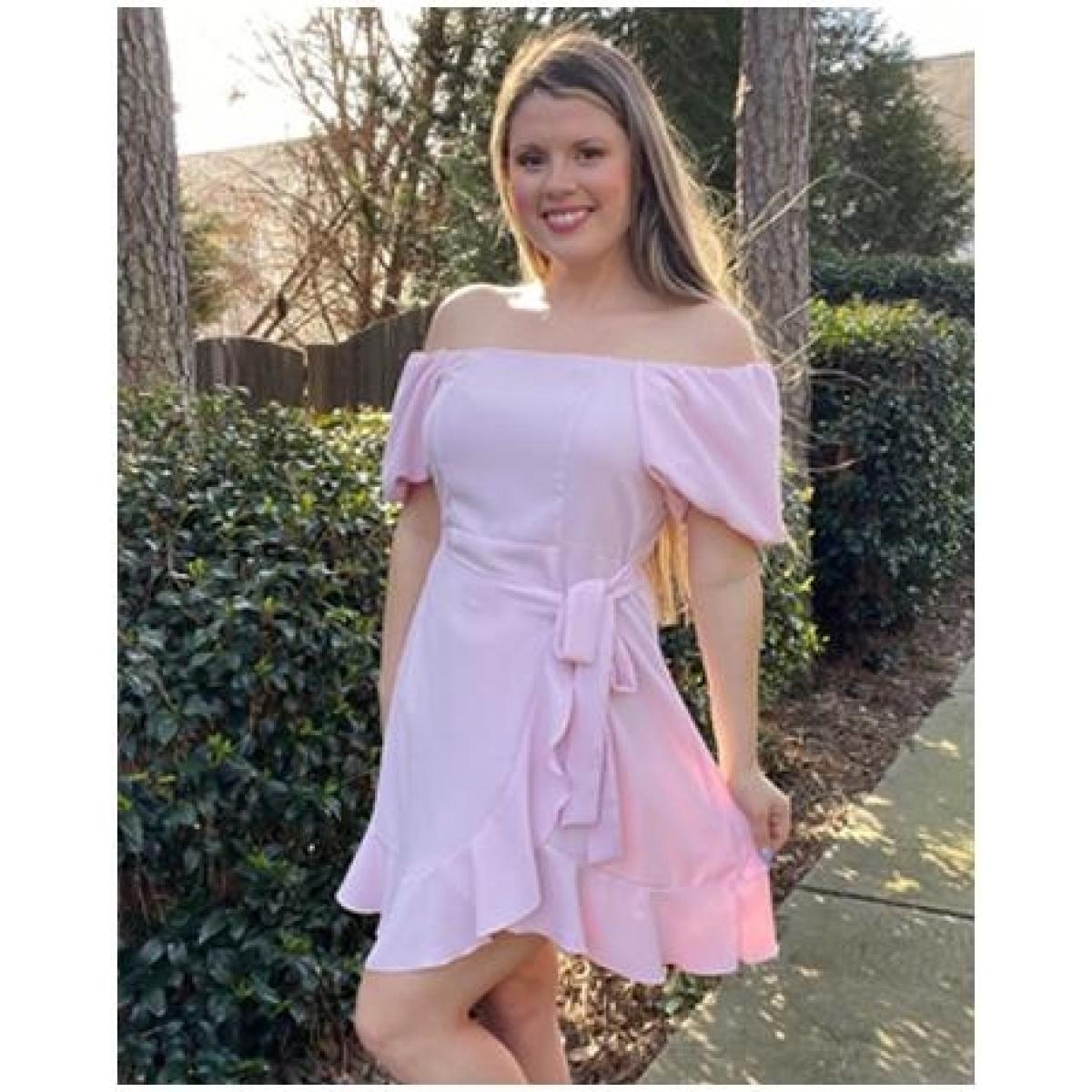 Women's Summer Square Neck Puff Sleeve Tie Short Dress Women's Summer Square Neck Puff Sleeve Tie Short Dress