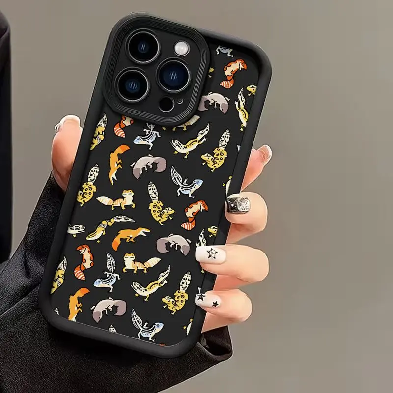 Phone Case - Phone Case Black Lizard Pattern for  iPhone 17 E Air 16 15 14 Pro Max Plus 13 12 Mini 11 X XS XR