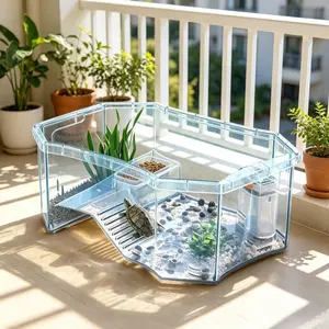 Spaceship Design Turtle Tank, Small Brazilian Turtle Eco Breeding Box, Dedicated Turtle Aquarium, Essential for Turtle and Fish Care, Compact Size