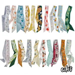 20 Pack Polyester Fashion Scarf Set For Women & Unisex Use, Multifunctional Soft Fabric Accessory Usable As Head Wrap, Headband, Neck Scarf And Decorative Bag Ribbon silicone watch band