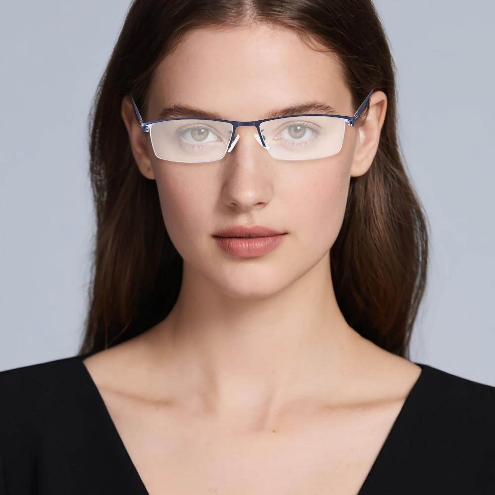 Automatic Adjustment Glasses for Farsightedness And Nearsightedness |   Ergonomically Designed with Magnification, Semi-Rimless Plastic Frame, ABS Lenses, Includes Case, Without Battery