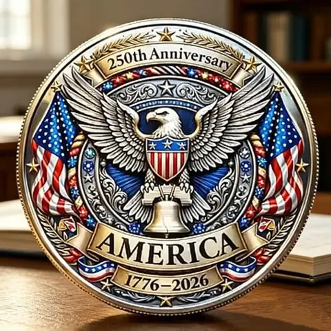 American 250th Anniversary Liberty Coin, Statue of Liberty Bald Eagle Star Flag Replica, Classic Independence Emblem, Perfect Gift