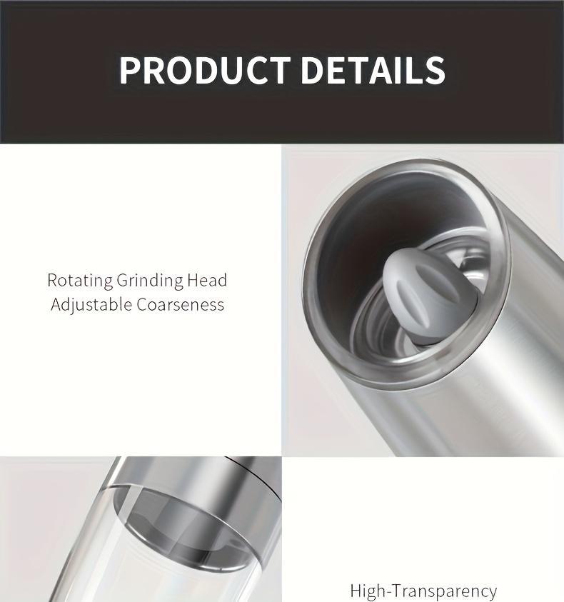 1pc/2pcss CLITON Salt And Pepper Grinder Electric 2pcs, Electric Battery Salt And Pepper Grinder Set, Electric Salt And Pepper Grinder Set, Salt And Pepper Shakers Set, Large Capacity with LED Light, Multiple Style Options, Kitchen Gift