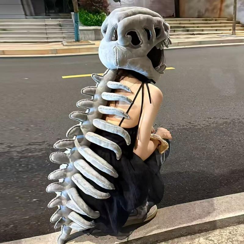 New dinosaur skeleton funny hood hat children's plush toys boys doll funny skeleton cross-border