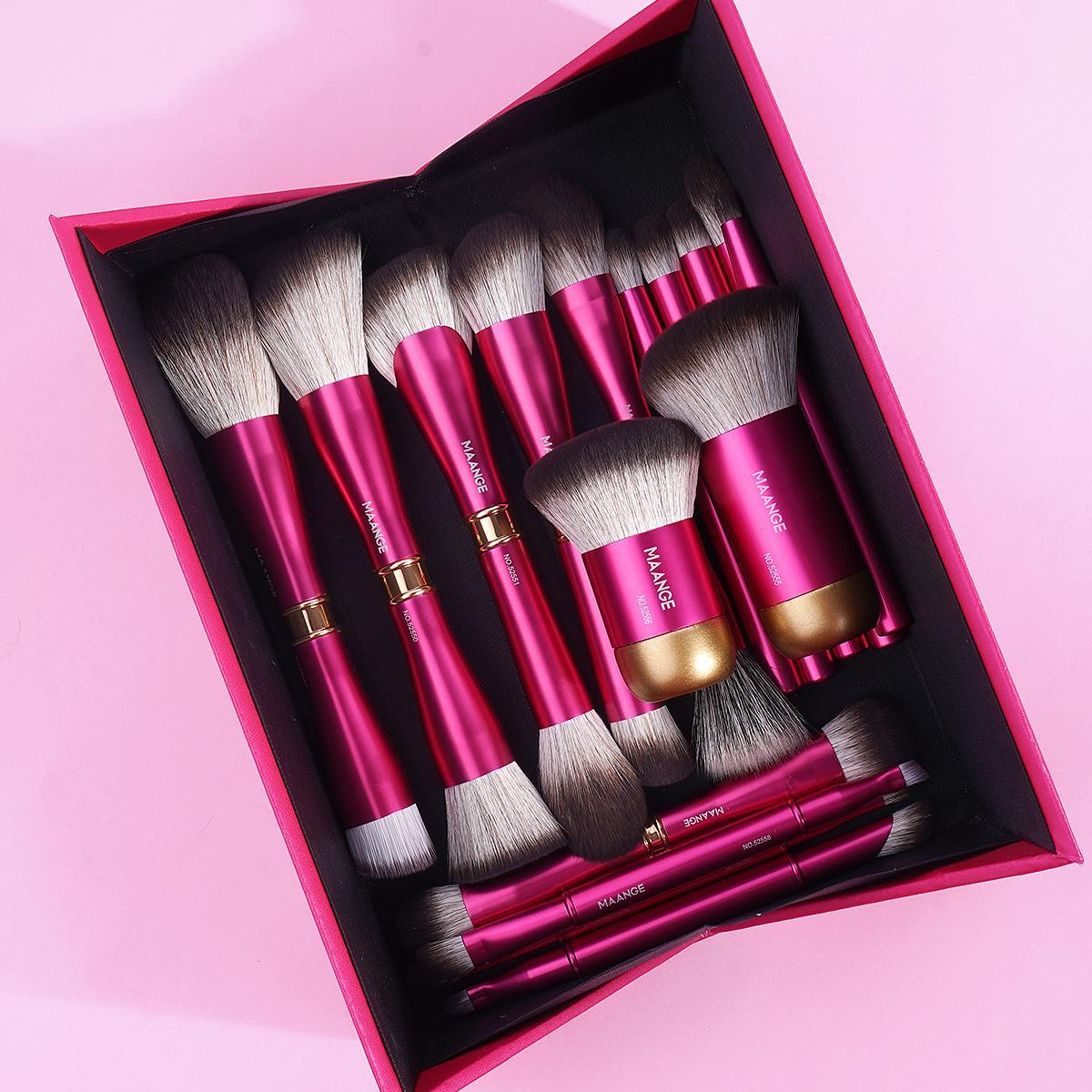 Maange Makeup Brush Set with Storage Box, 16pcs/set Professional Cosmetic Brushes with Soft Bristles, Makeup Tool for Women & Girls, Makeup Sets for Beginners,  Makeup Brushes Set, Brush Makeup Kit