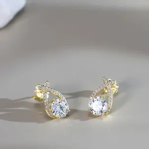 Color D VVS Moissanite Stud Earrings for Women, S925 Silver Posts, Six-Prong Design Ear Jewelry