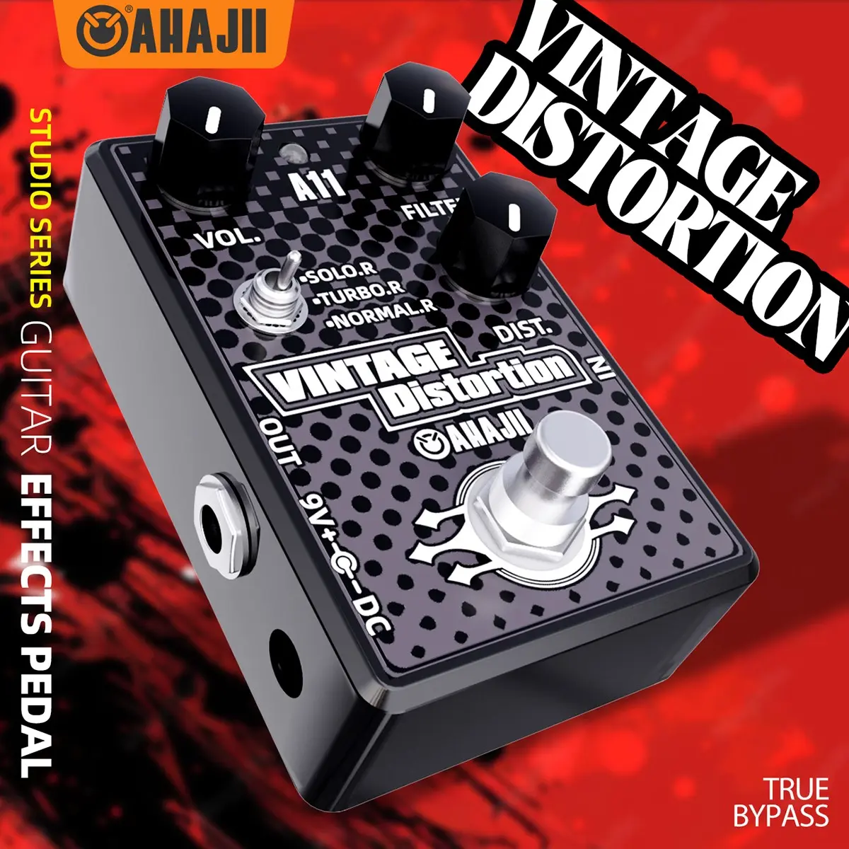 Ahajii A11 Electric Guitar Vintage Distortion Effect Pedal, 9v Powered, Ideal for Practice, Stage Performance, Band Shows, Rock Style Gift, Guitar Pedals