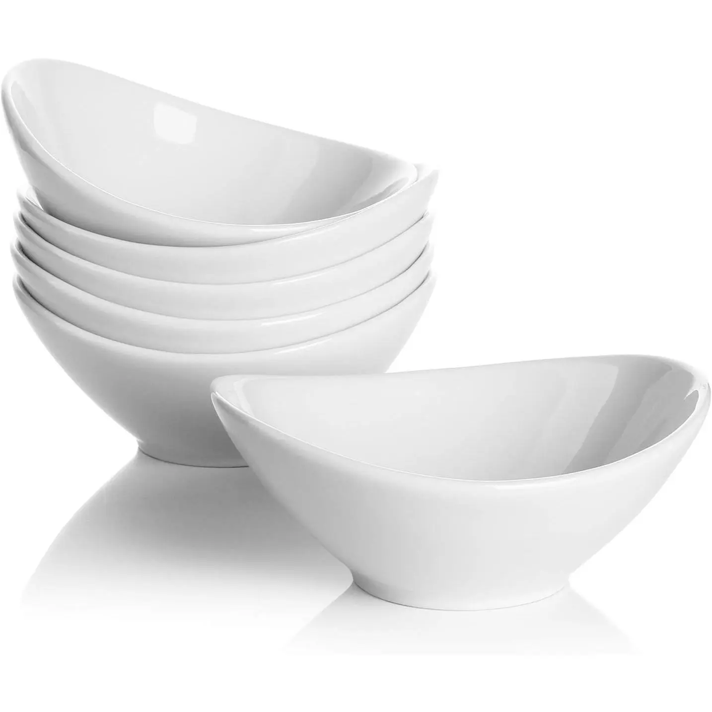 5 Inch Porcelain Small Bowls Set, 6 Ounce small serving bowls for Dessert, Ice Cream, Snack, Dipping, Side Dishes, Microwave & Dishwasher Safe- White