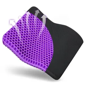 Gel Seat Cushion for Long Sitting, Double Thick Breathable Honeycomb, Non-Slip Cover, Relief Sciatica Pain, Office Chair, Car, Wheelchair