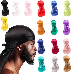 Mens Imitation silk Strappy Headscarf hat Pirate hat and long-tailed hat mens hats practical accessories for men ideal for daily wear Street dance performance hip hop styling multiple solid color options stretch comfy fabric for everyday and party use