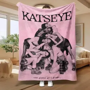Katseye's celebrity blanket made of super soft flannel is comfortable and warm. It features high-definition digital printing design. It is perfect for a bedroom sofa, travel, or casual decoration. It makes an excellent birthday gift.