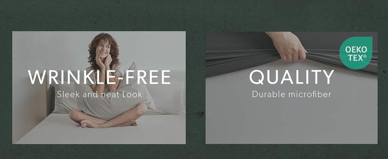 Deep Queen Sheets Sets - Fits Mattress 18-24 Inches Deep - Deep Sheets - 6 Piece Queen Size - Grey