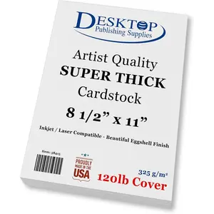 8.5" x 11" White Blank Super Thick Cardstock 100 Sheets 120lb Heavy Weight Eggshell Finish Artist Drawing Quality Card Stock for Inkjet & Laser Printer