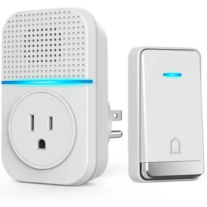 Doorbell, Plug-through Door , IP66  Doorbells, 1300ft Cordless Rang Door  Ringer , 60 Ringtones & 5 Level Volume, 0-110 dB Doorbell Chime for /Classroom