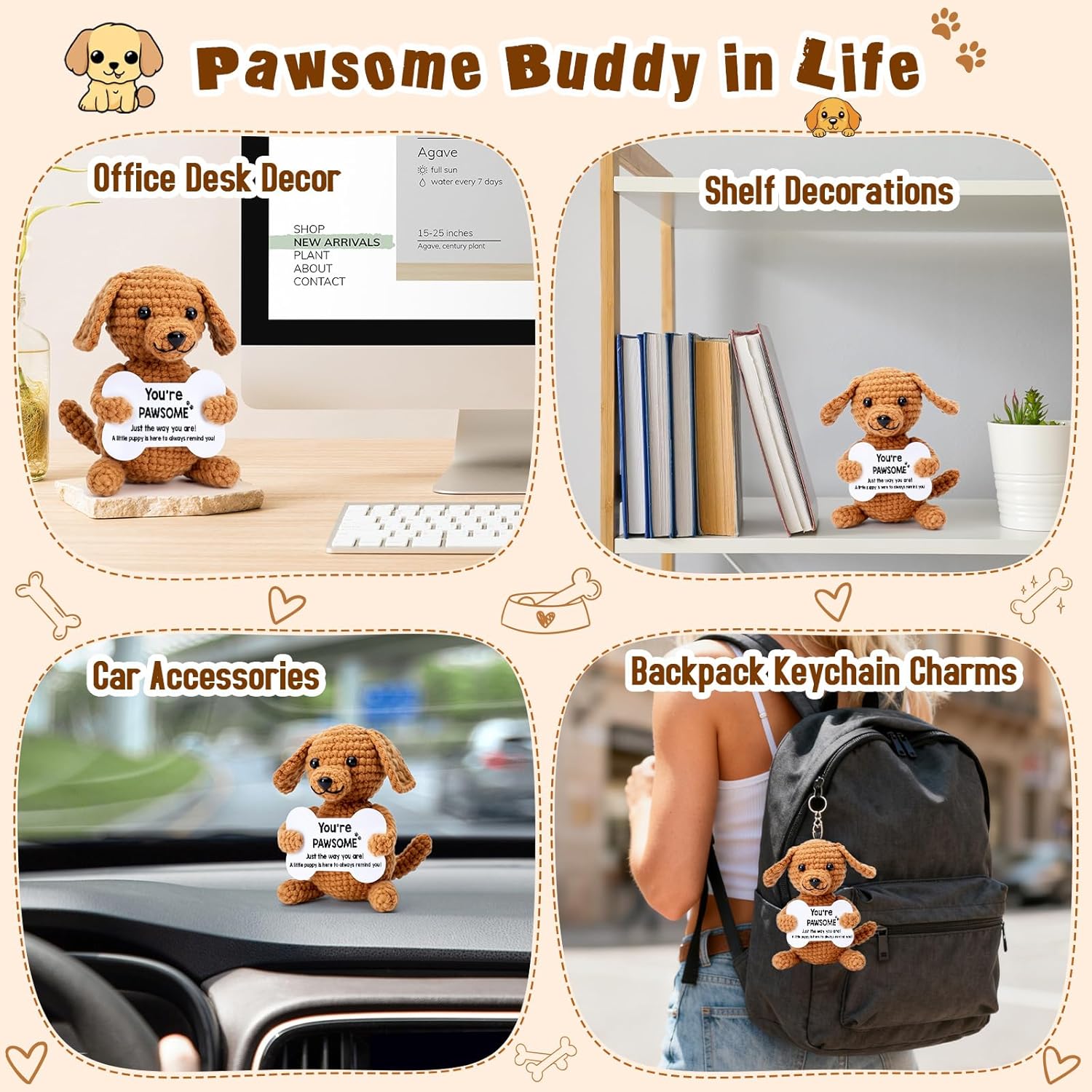 Funny Valentines Day Dog Gifts for Women Men Girls Boys, Cute Puppy Stuffed Animals Plush, Adorable Mini Emotional Positive Desk Decor Accessories, Lovely Valentines & Birthday Gift Ideas to Cheer Up Loved Ones and Decorate Home & Office