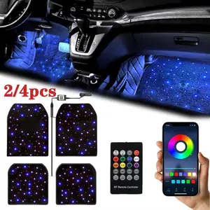 Starlight Car Floor Mat, LED Galaxy Light, Indoor Environment Illumination, Car Footrest Carpet, Starry Car Interior Decor