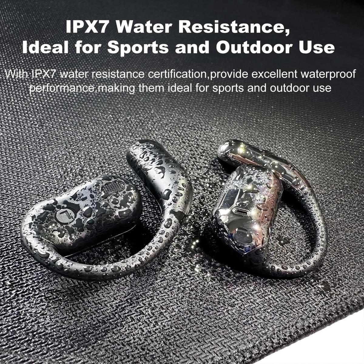 Wireless Earbuds 75hrs Bluetooth 5.4 Headphone Sport,2025 Bluetooth Earbuds Stereo Deep Bass Over Ear Bud with Earhooks,Bulit-in Noise Cancelling Microphone,IPX7 Waterproof Earphone for Workout/Running