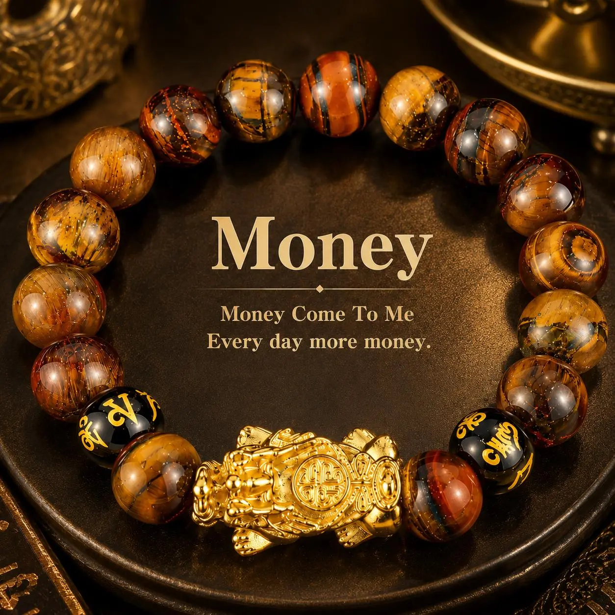 Arpurraina Feng Shui Pixiu Tiger Eye Bracelet for Wealth and Prosperity, Money Attraction Charm Bracelet, Lucky Feng Shui Protection Bracelet, Crystal Healing Beaded Bracelet for Abundance, Success, Good Fortune and Wealth men unique daily wear gift