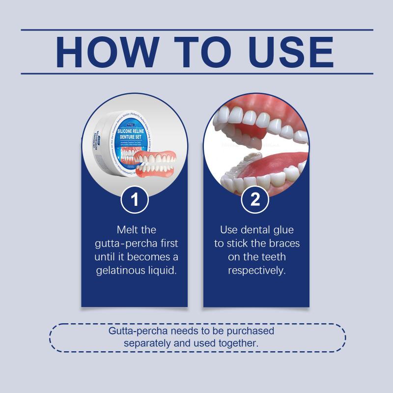 2pcs Denture False Teeth Set Teeth Beauty Set Enhance Smile Aesthetics Comfortable Material Care Kit