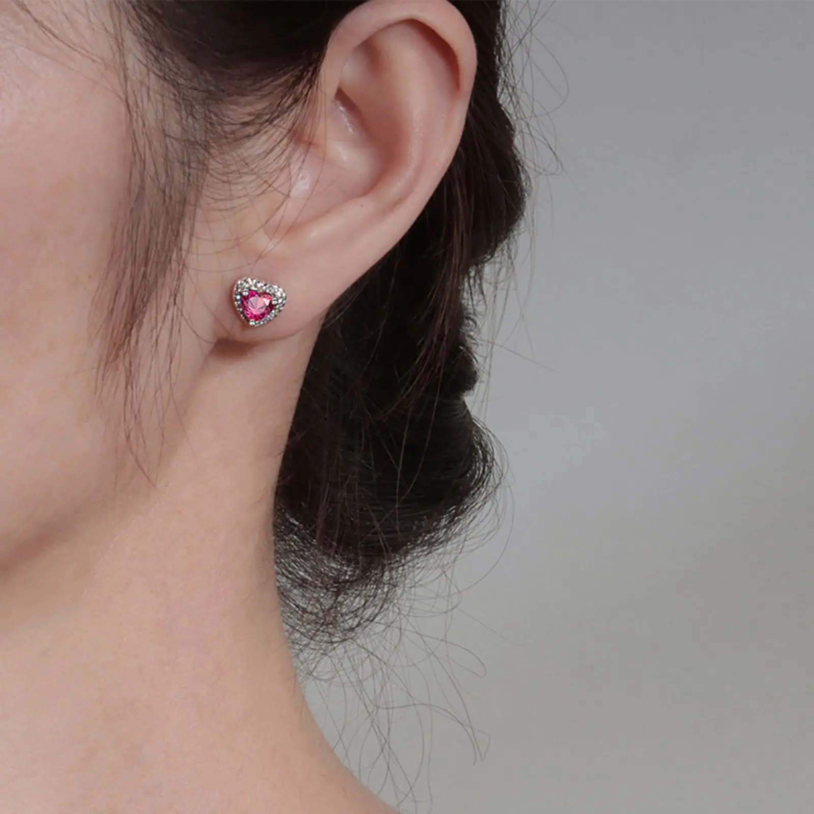Women's 925 Sterling Silver Stud Earrings, Heart Halo Design, Cubic Zirconia Birthstone, Hypoallergenic, Cute Look, Sports & Outdoor Accessory Complement, Birthday Gift Ideas for Her