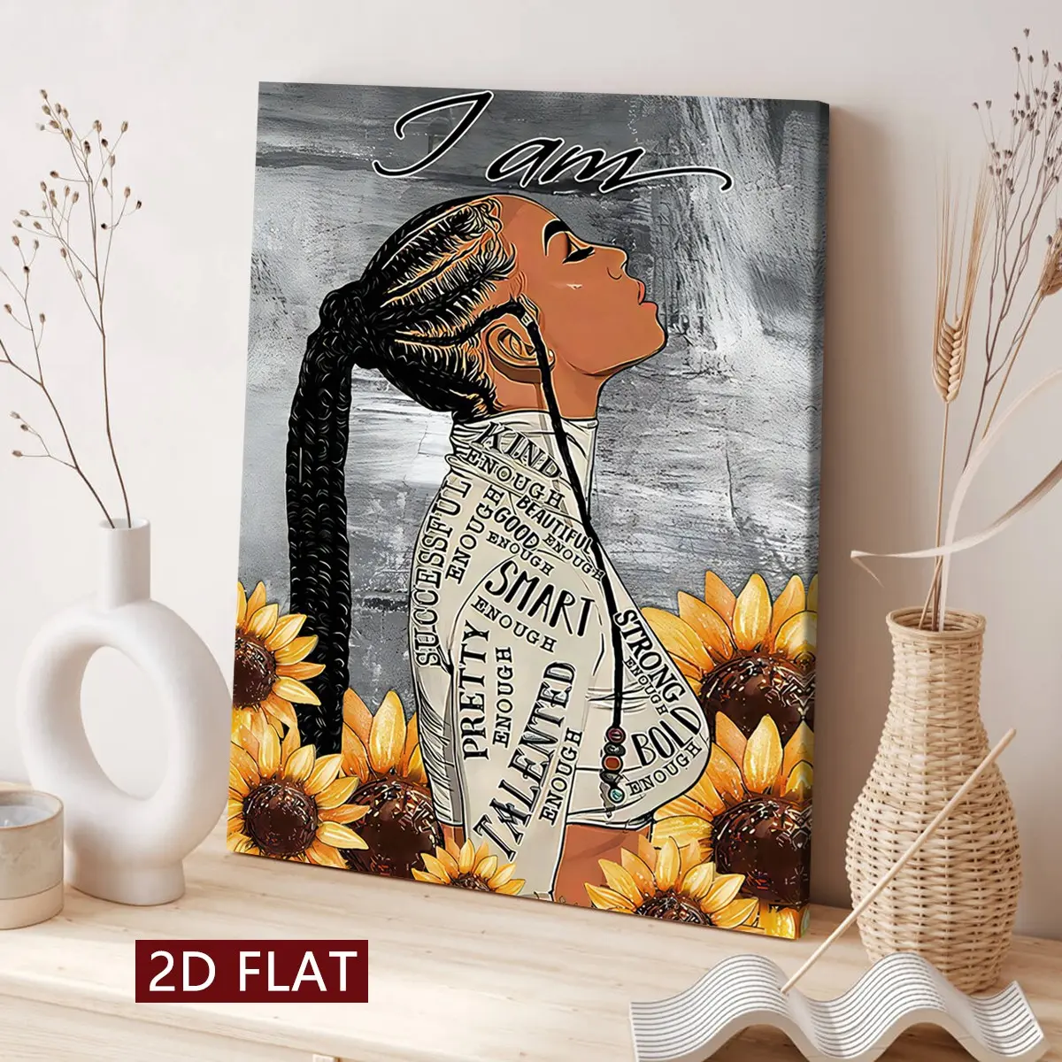 Sunflower Inspirational Art Poster, Modern Wall Decor, Waterproof Canvas Print, Ideal for Living Room, Bedroom, Office, Fun Home Decoration