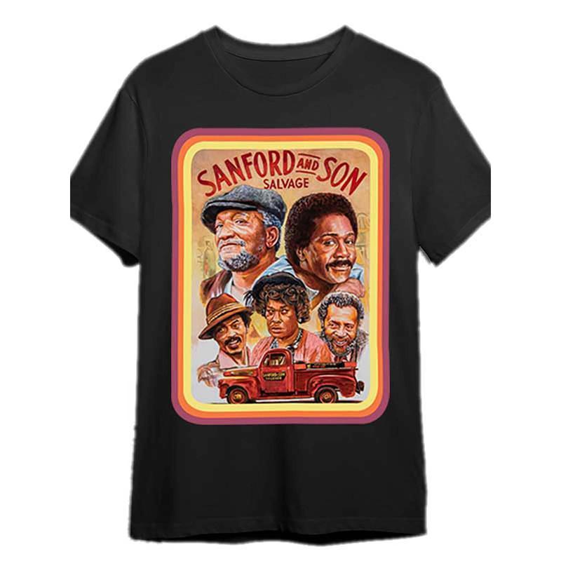 Sanford & Son Vintage Style Men's T-shirt-100% Cotton, Short Sleeve, round Neck, Classic TV Show Design-Suitable for Casual Wear and Theme Parties, Vintage T-shirt Tropical Breathable Menswear Soft Top Asian