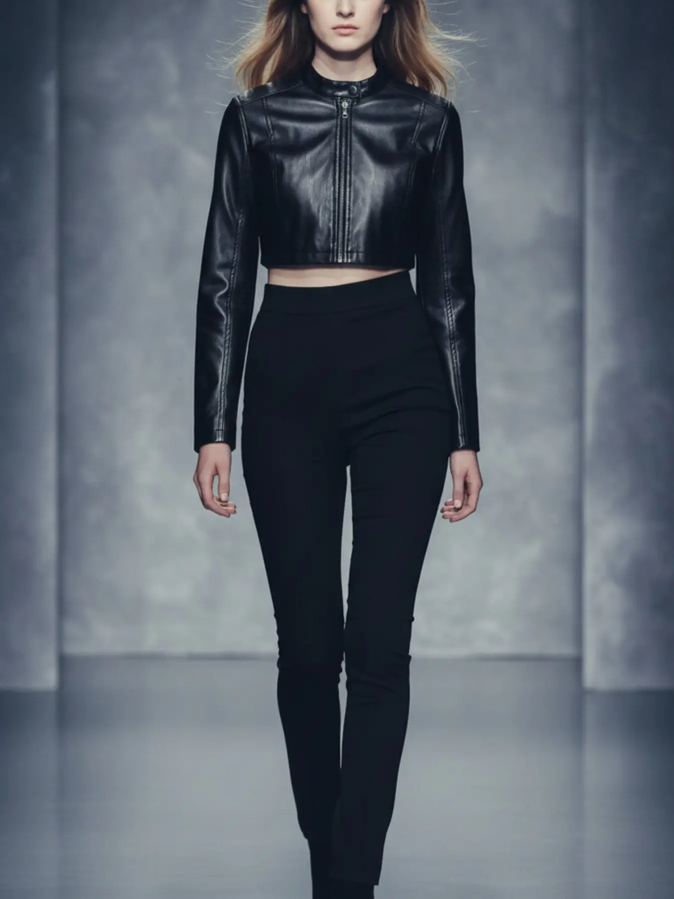Y2K Style Women's Short Leather Jacket, Bold Zipper Motorcycle Coat, Trendy Streetwear for Autumn Fashion